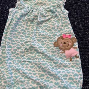 Carter’s Baby Girl Romper 9M Aqua Heart Print One Piece